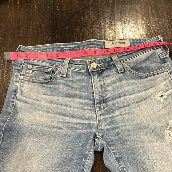 Super soft AG Distressed Light Wash ‘The Stilt’ Roll Up Jeans - Picture 9 of 9